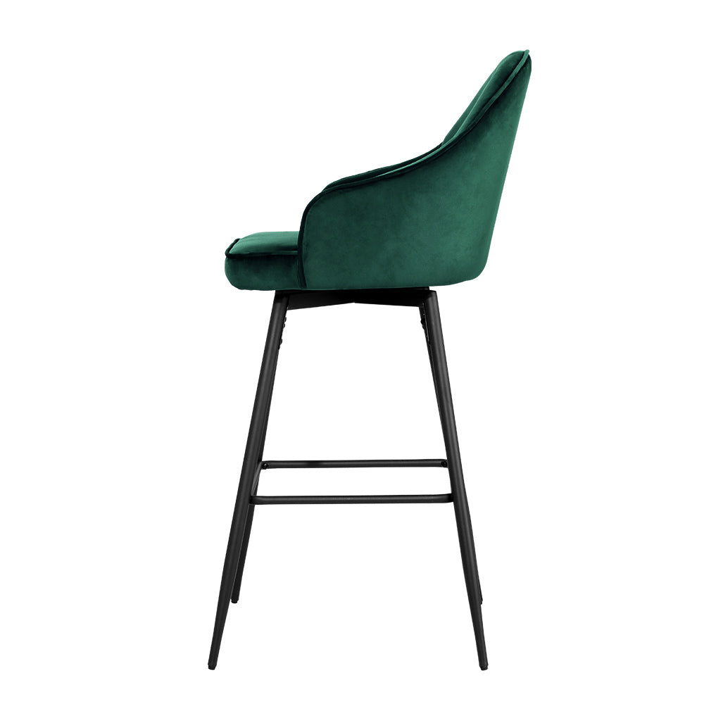 Mesha Velvet Swivel Kitchen Bar Stool Set of 2 – Green