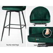 Mesha Velvet Swivel Kitchen Bar Stool Set of 2 – Green