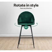 Mesha Velvet Swivel Kitchen Bar Stool Set of 2 – Green