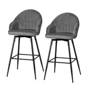 Mesha Velvet Swivel Kitchen Bar Stool Set of 2 – Grey