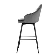 Mesha Velvet Swivel Kitchen Bar Stool Set of 2 – Grey