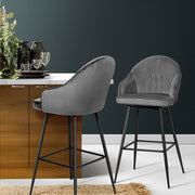 Mesha Velvet Swivel Kitchen Bar Stool Set of 2 – Grey