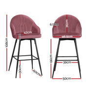 Mesha Velvet Swivel Kitchen Bar Stool Set of 2 – Pink