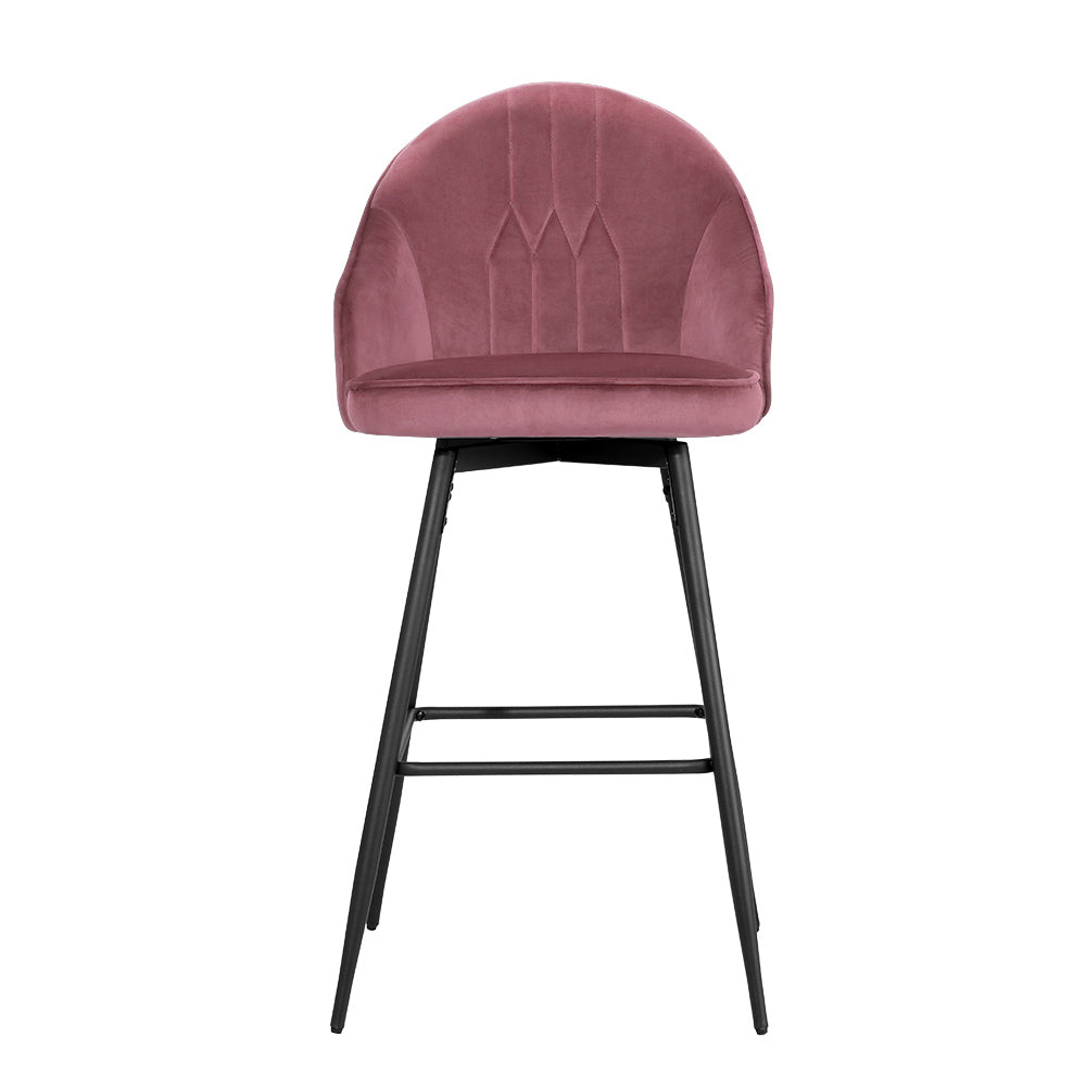 Mesha Velvet Swivel Kitchen Bar Stool Set of 2 – Pink