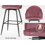 Mesha Velvet Swivel Kitchen Bar Stool Set of 2 – Pink