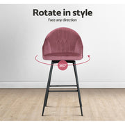 Mesha Velvet Swivel Kitchen Bar Stool Set of 2 – Pink