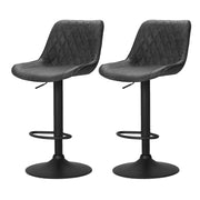 Rushal PU Leather Gas-Lift Swivel Kitchen Bar Stool Set of 2 – Black