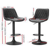 Rushal PU Leather Gas-Lift Swivel Kitchen Bar Stool Set of 2 – Black