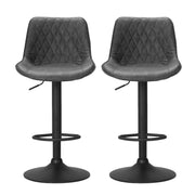 Rushal PU Leather Gas-Lift Swivel Kitchen Bar Stool Set of 2 – Black