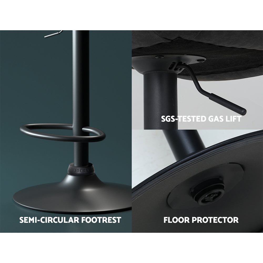 Rushal PU Leather Gas-Lift Swivel Kitchen Bar Stool Set of 2 – Black
