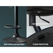 Rushal PU Leather Gas-Lift Swivel Kitchen Bar Stool Set of 2 – Black