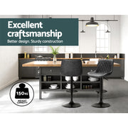 Rushal PU Leather Gas-Lift Swivel Kitchen Bar Stool Set of 2 – Black