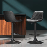 Rushal PU Leather Gas-Lift Swivel Kitchen Bar Stool Set of 2 – Black