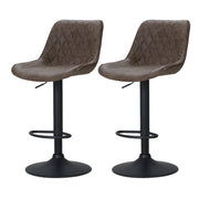 Rushal PU Leather Gas-Lift Swivel Kitchen Bar Stool Set of 2 – Brown