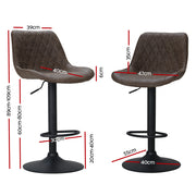 Rushal PU Leather Gas-Lift Swivel Kitchen Bar Stool Set of 2 – Brown