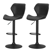 Frawley PU Leather Gas-Lift Swivel Kitchen Bar Stool Set of 2 – Black