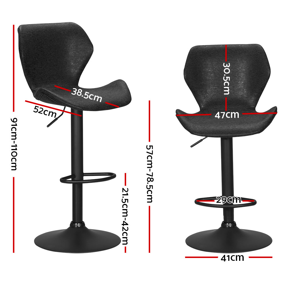 Frawley PU Leather Gas-Lift Swivel Kitchen Bar Stool Set of 2 – Black