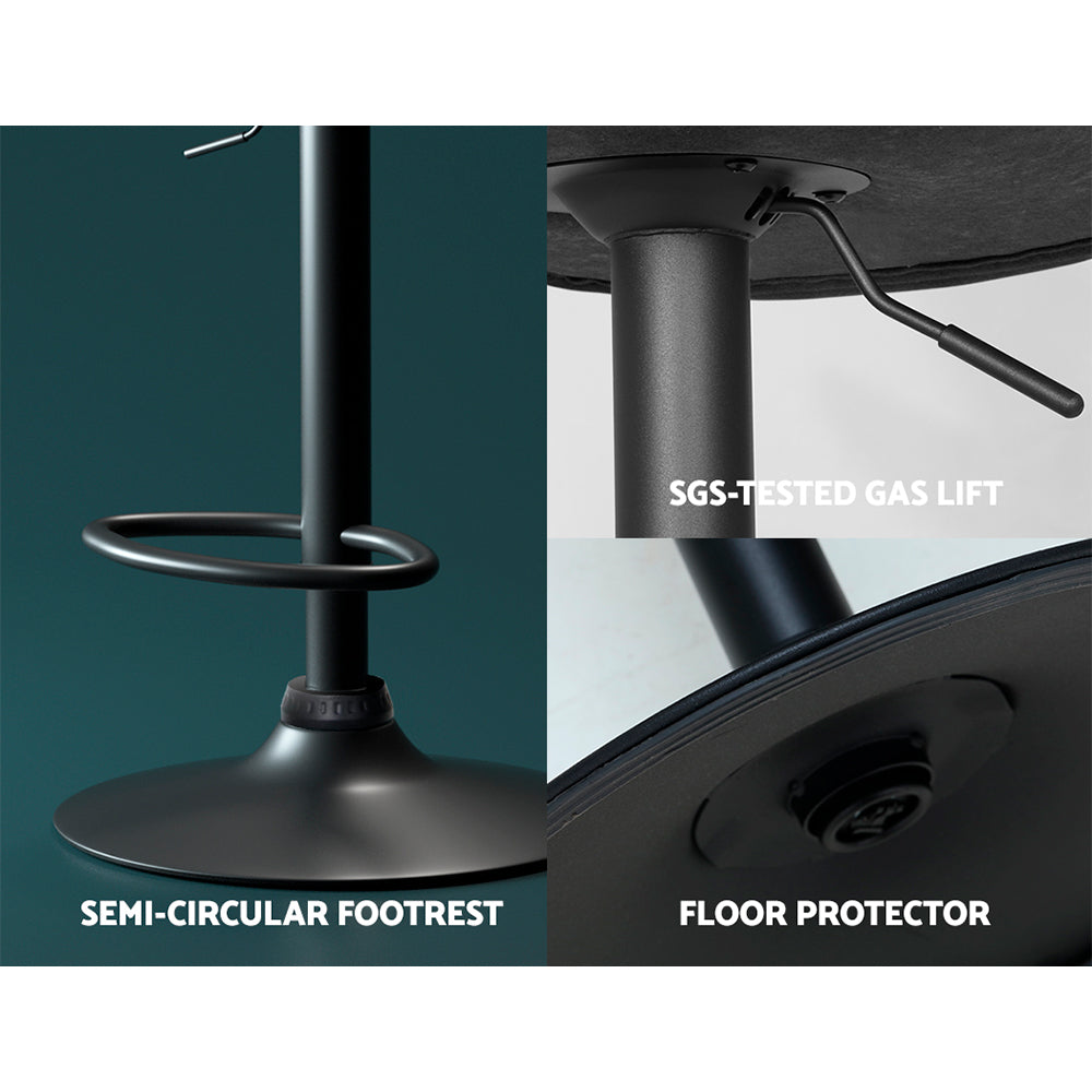 Frawley PU Leather Gas-Lift Swivel Kitchen Bar Stool Set of 2 – Black