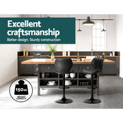Frawley PU Leather Gas-Lift Swivel Kitchen Bar Stool Set of 2 – Black