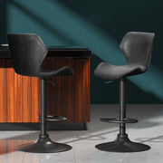Frawley PU Leather Gas-Lift Swivel Kitchen Bar Stool Set of 2 – Black
