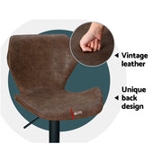 Frawley PU Leather Gas-Lift Swivel Kitchen Bar Stool Set of 2 – Brown