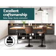 Frawley PU Leather Gas-Lift Swivel Kitchen Bar Stool Set of 2 – Brown