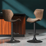 Frawley PU Leather Gas-Lift Swivel Kitchen Bar Stool Set of 2 – Brown