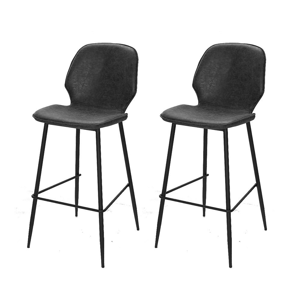 Kingsley PU Leather Kitchen Bar Stool Set of 2 – Black