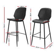 Kingsley PU Leather Kitchen Bar Stool Set of 2 – Black