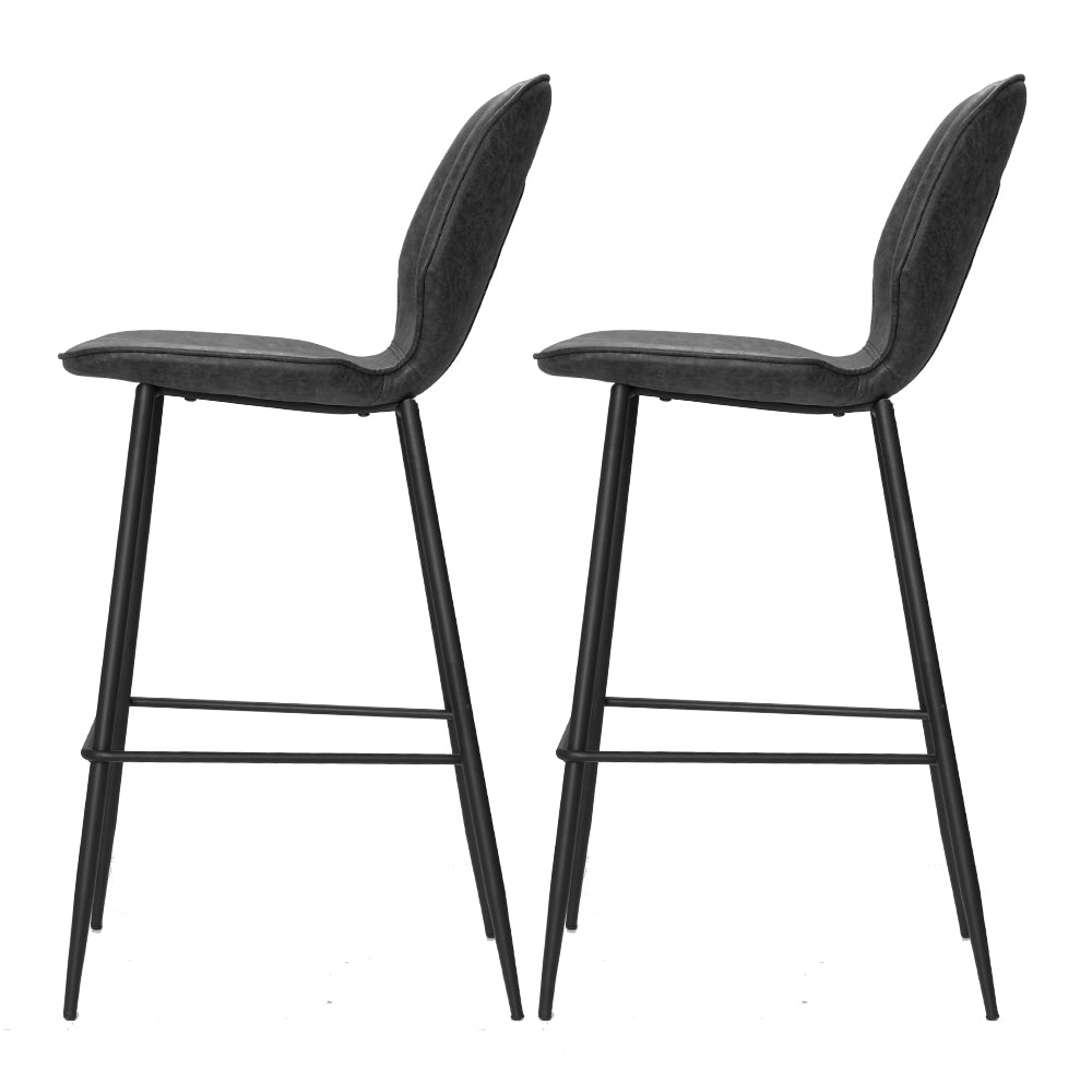 Artiss Set of 2 Bar Stools Kitchen Stool Barstool Dining Chairs Leather Black Kingsley