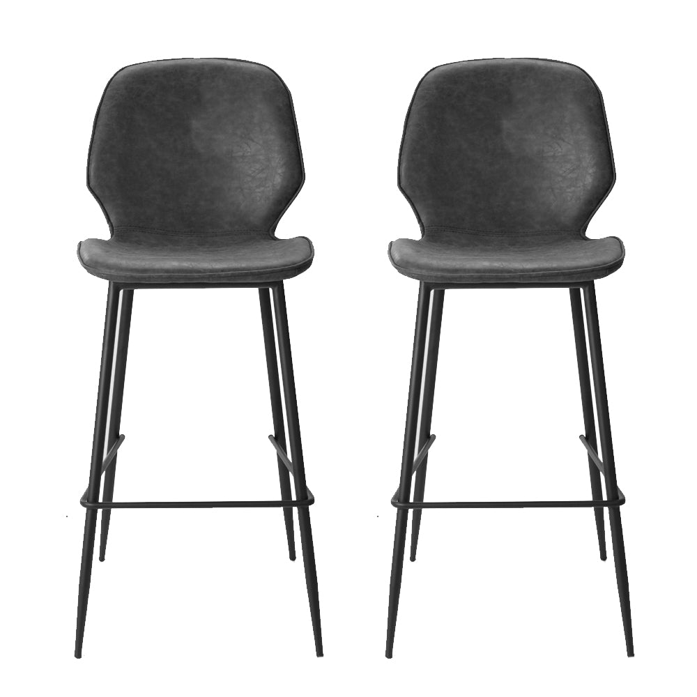 Kingsley PU Leather Kitchen Bar Stool Set of 2 – Black