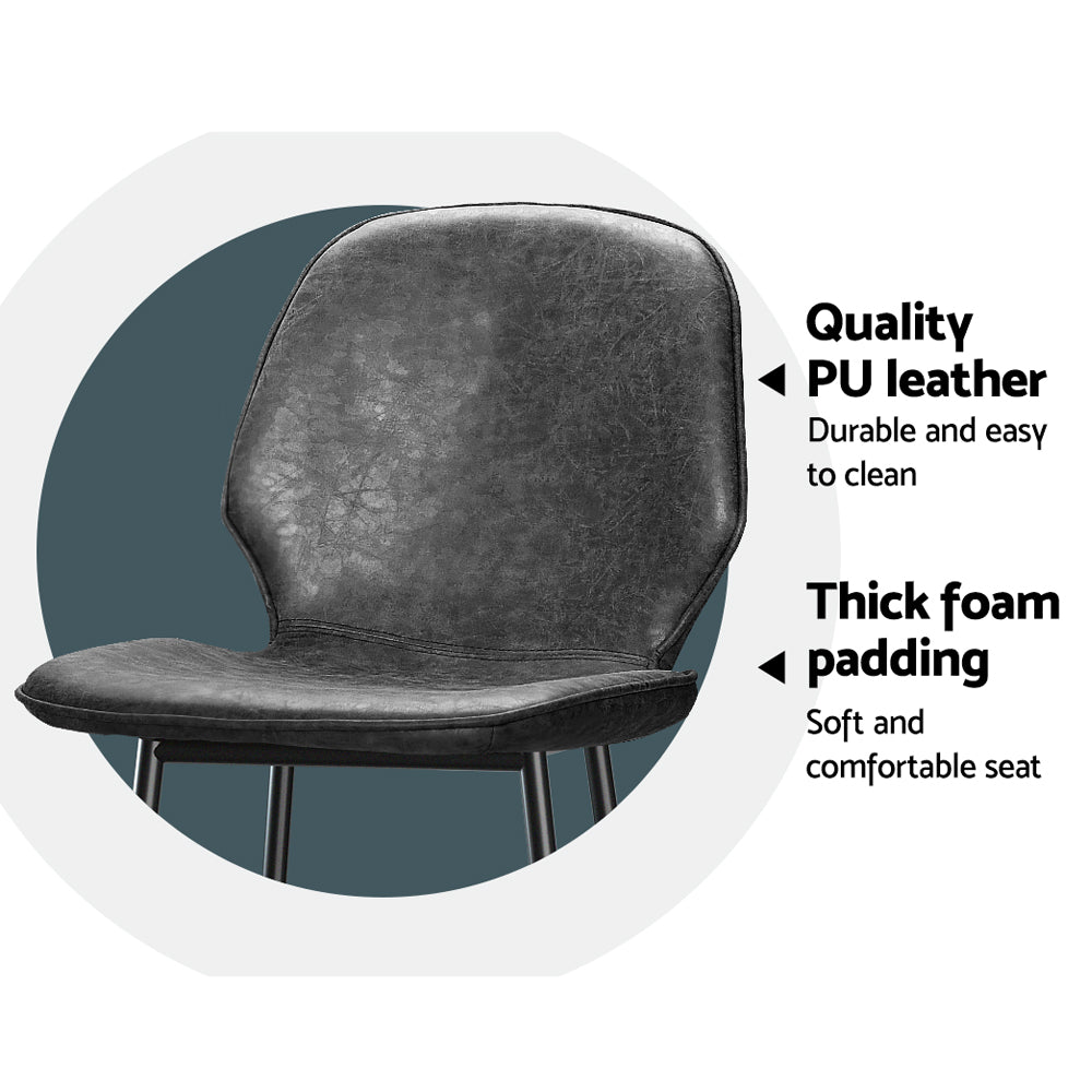 Kingsley PU Leather Kitchen Bar Stool Set of 2 – Black