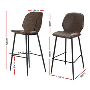 Kingsley PU Leather Kitchen Bar Stool Set of 2 – Brown