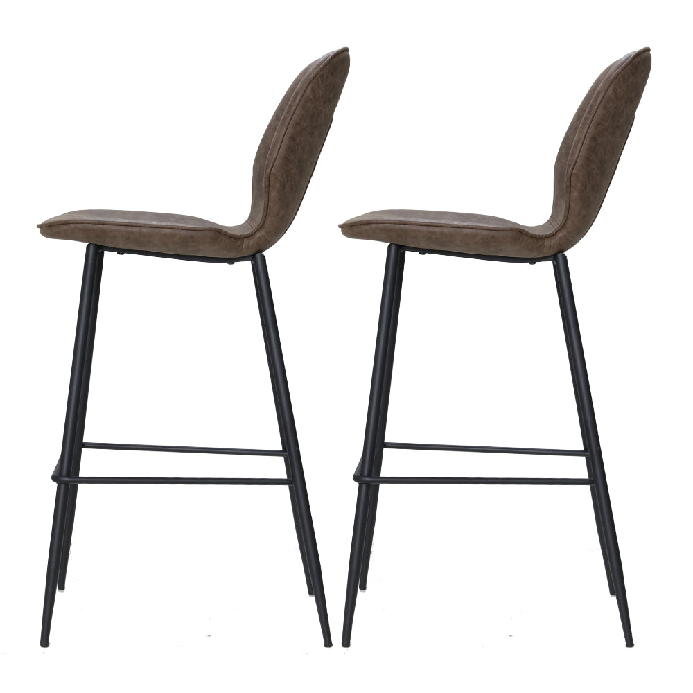 Kingsley PU Leather Kitchen Bar Stool Set of 2 – Brown