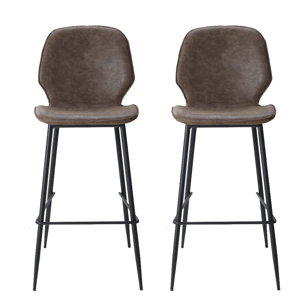 Kingsley PU Leather Kitchen Bar Stool Set of 2 – Brown