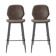 Kingsley PU Leather Kitchen Bar Stool Set of 2 – Brown