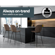 Kingsley PU Leather Kitchen Bar Stool Set of 2 – Brown