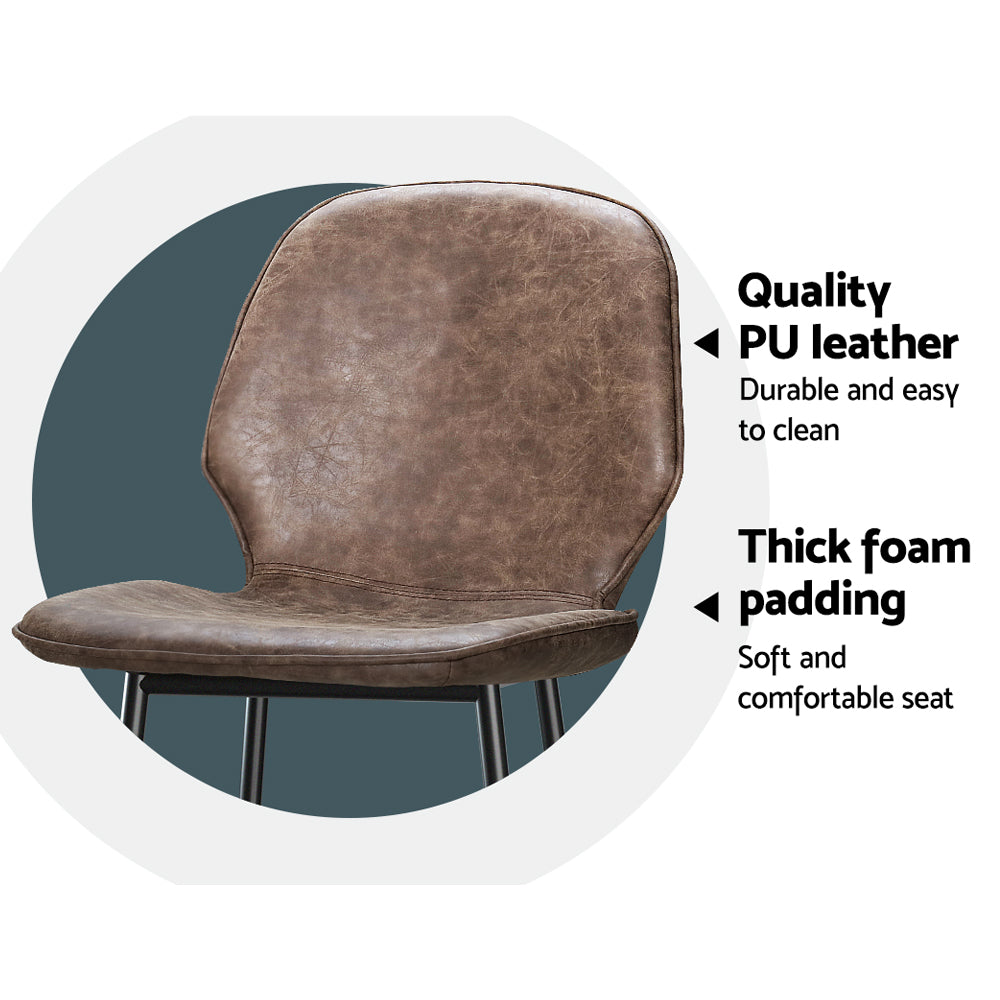 Kingsley PU Leather Kitchen Bar Stool Set of 2 – Brown
