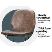Kingsley PU Leather Kitchen Bar Stool Set of 2 – Brown