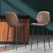 Kingsley PU Leather Kitchen Bar Stool Set of 2 – Brown