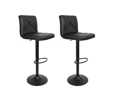 Celine PU Leather Gas-Lift Swivel Kitchen Bar Stool Set of 2 – Black