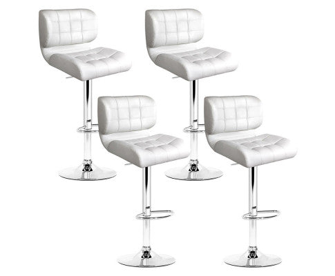 Elara PU Leather Gas-Lift Swivel Kitchen Bar Stool Set of 4 – White