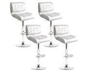 Elara PU Leather Gas-Lift Swivel Kitchen Bar Stool Set of 4 – White