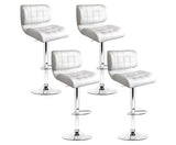Set of 4 Bar Stools PU Leather Chrome Kitchen Bar Stool Chairs Gas Lift White