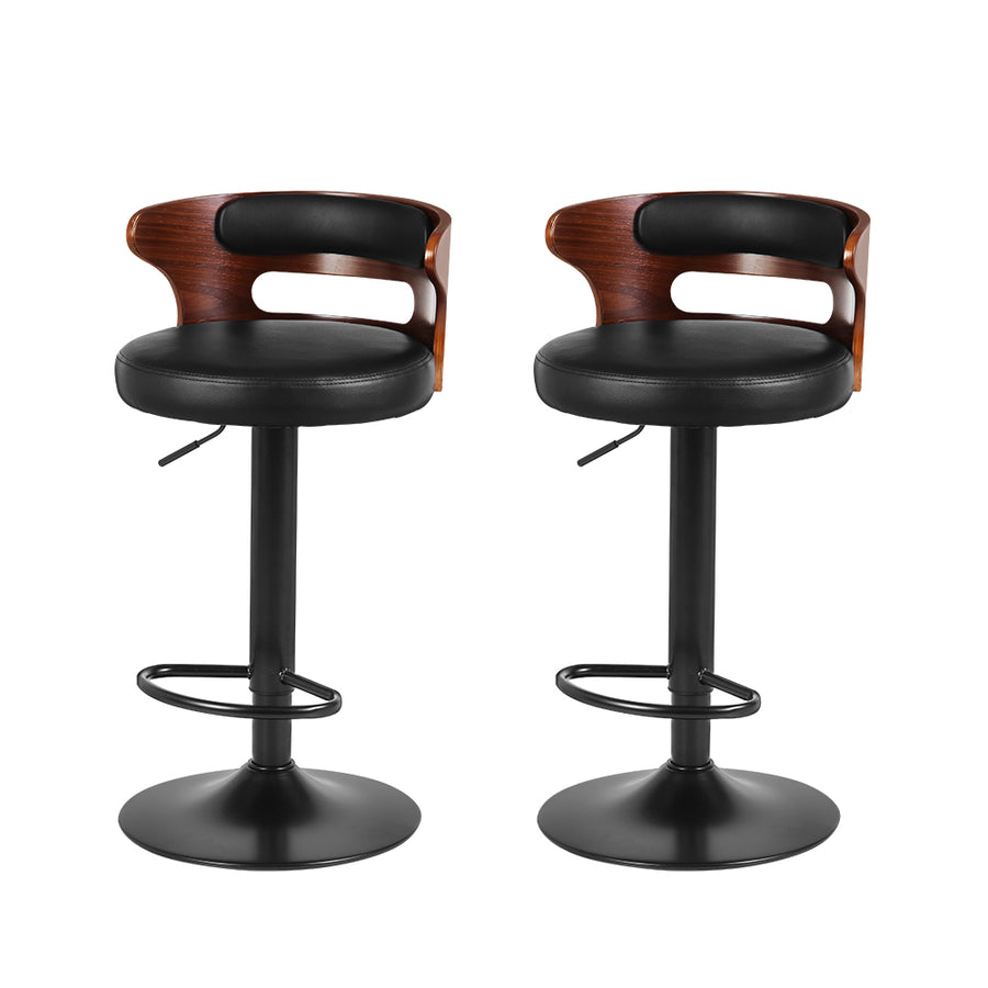 Gabriel PU Leather Gas-Lift Swivel Kitchen Bar Stool Set of 2 – Black