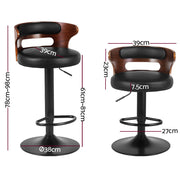 Gabriel PU Leather Gas-Lift Swivel Kitchen Bar Stool Set of 2 – Black