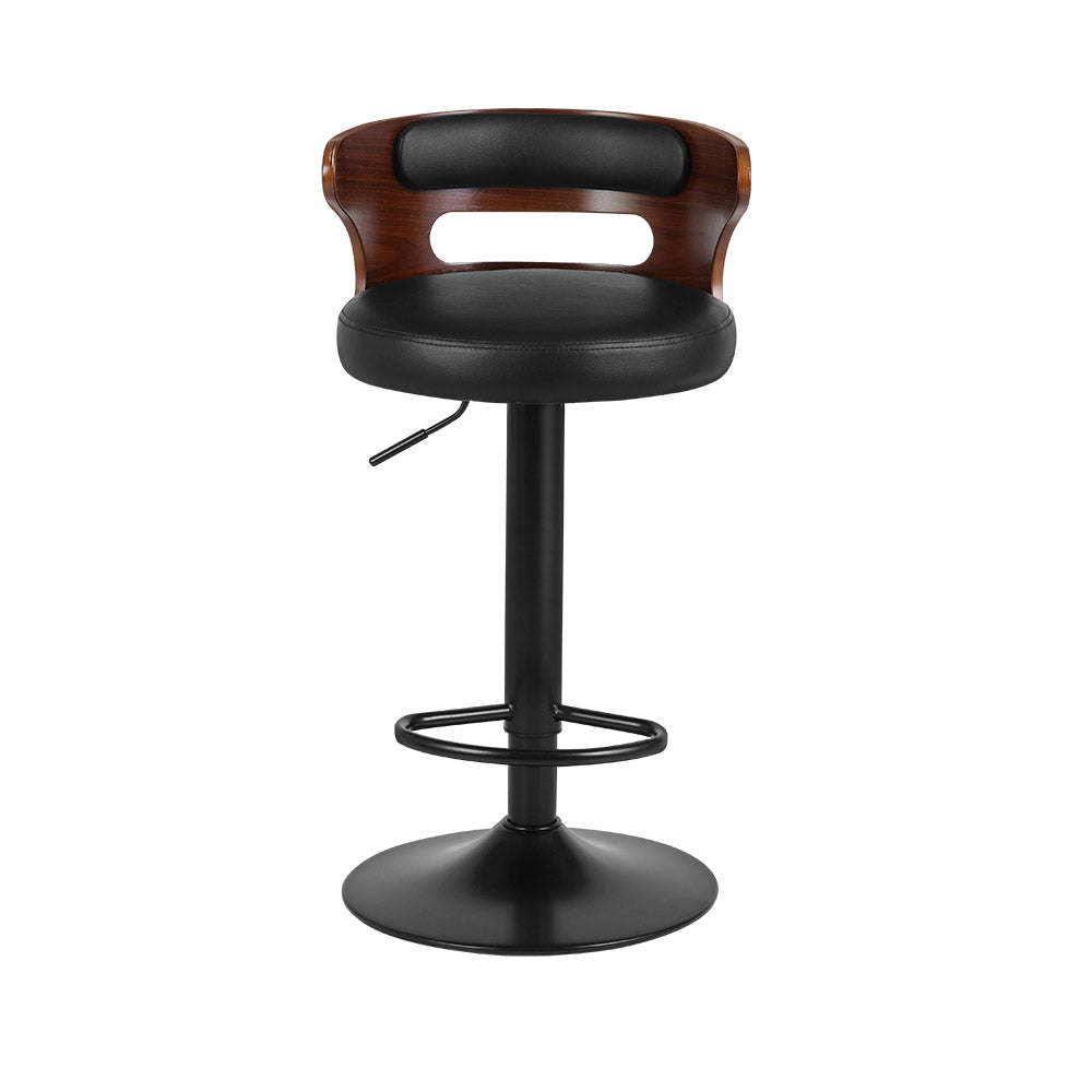 Gabriel PU Leather Gas-Lift Swivel Kitchen Bar Stool Set of 2 – Black
