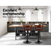 Gabriel PU Leather Gas-Lift Swivel Kitchen Bar Stool Set of 2 – Black