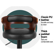 Gabriel PU Leather Gas-Lift Swivel Kitchen Bar Stool Set of 2 – Black
