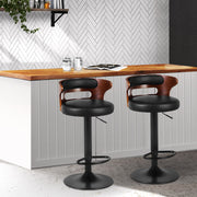 Gabriel PU Leather Gas-Lift Swivel Kitchen Bar Stool Set of 2 – Black